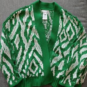 Anthropologie Cardigan - Size Small - Green and White